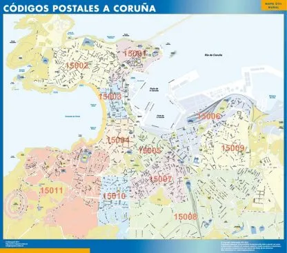 A Coruna códigos postales gigante. Mapas grandes para Chile y América