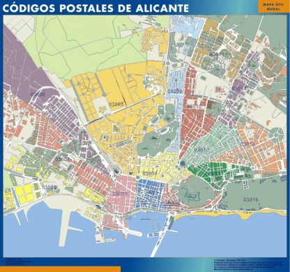 Alicante códigos postales gigante. Mapas grandes para Chile y América