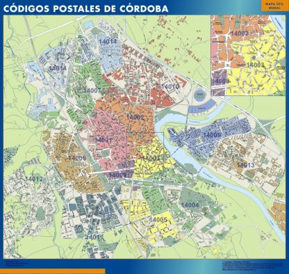 Cordoba códigos postales gigante. Mapas grandes para Chile y América
