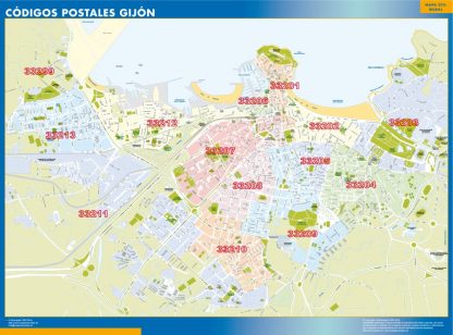 Gijon códigos postales gigante. Mapas grandes para Chile y América