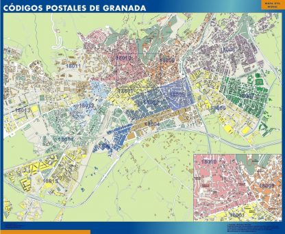 Granada códigos postales gigante. Mapas grandes para Chile y América