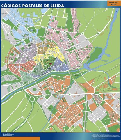 Lleida códigos postales gigante. Mapas grandes para Chile y América