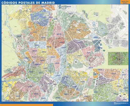 Madrid códigos postales gigante. Mapas grandes para Chile y América