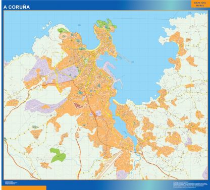 Mapa A Coruna callejero gigante. Mapas grandes para Chile y América