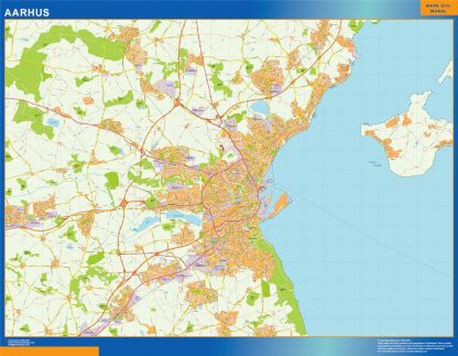 Mapa Aarhus en Dinamarca gigante. Mapas grandes para Chile y América