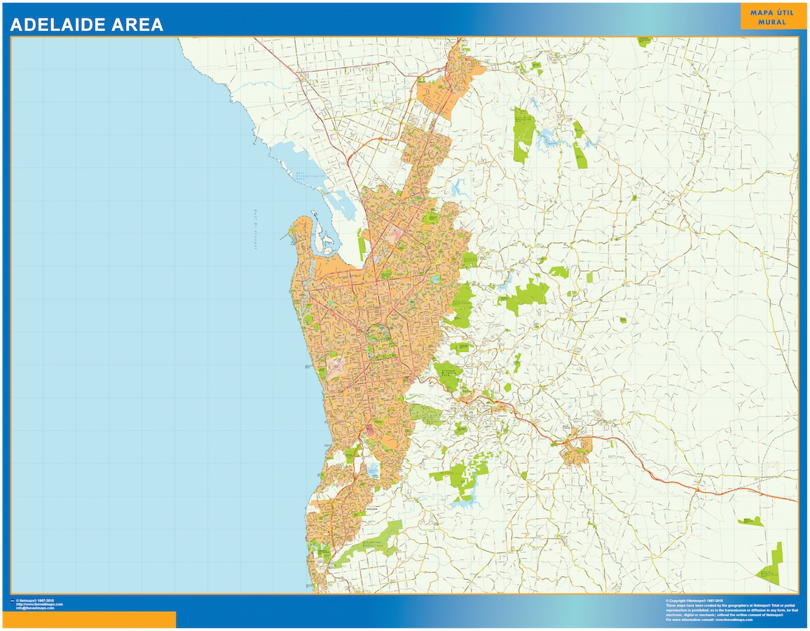Mapa Adelaide Area Australia gigante. Mapas grandes para Chile y América