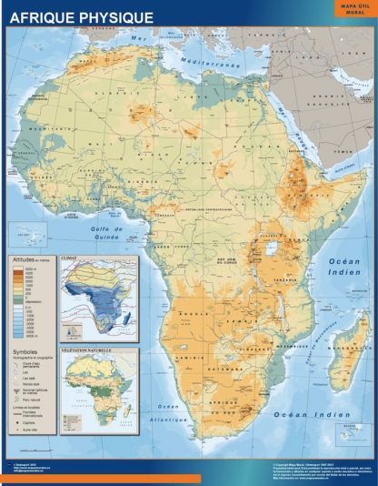 Mapa Africa Fisico gigante. Mapas grandes para Chile y América