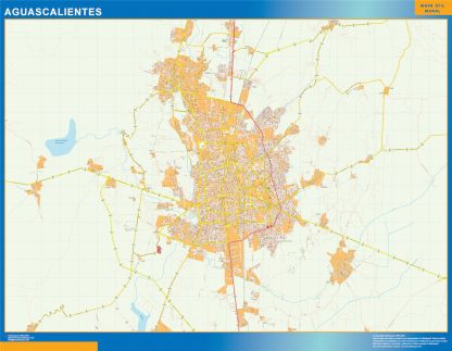 Mapa Aguascalientes en Mexico gigante. Mapas grandes para Chile y América