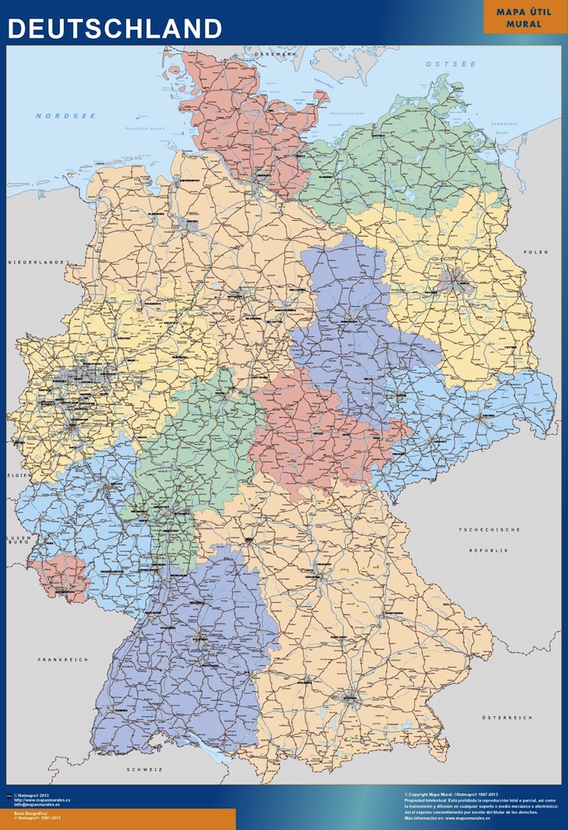 Mapa Alemania gigante. Mapas grandes para Chile y América