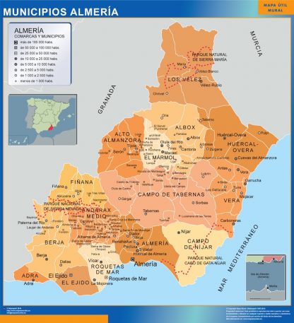 Mapa Almeria por municipios gigante. Mapas grandes para Chile y América