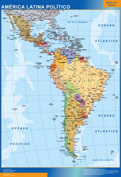 Mapa America Latina político gigante. Mapas grandes para Chile y América