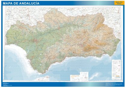 Mapa Andalucia relieve gigante. Mapas grandes para Chile y América