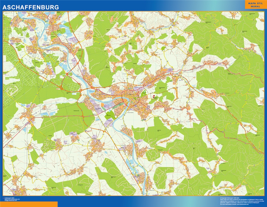 Mapa Aschaffenburg en Alemania gigante. Mapas grandes para Chile y América