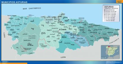 Mapa Asturias por municipios gigante. Mapas grandes para Chile y América