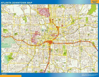 Mapa Atlanta downtown gigante. Mapas grandes para Chile y América
