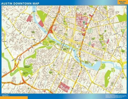 Mapa Austin downtown gigante. Mapas grandes para Chile y América