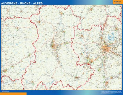Mapa Auvergne Rhone Alpes en Francia gigante. Mapas grandes para Chile y América