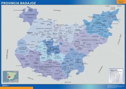 Mapa Badajoz por municipios gigante. Mapas grandes para Chile y América