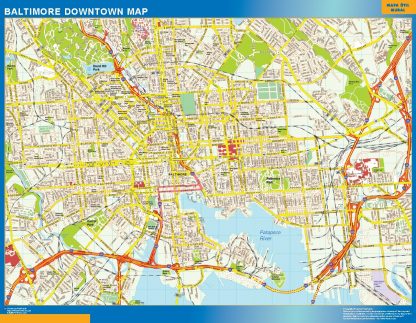 Mapa Baltimore downtown gigante. Mapas grandes para Chile y América