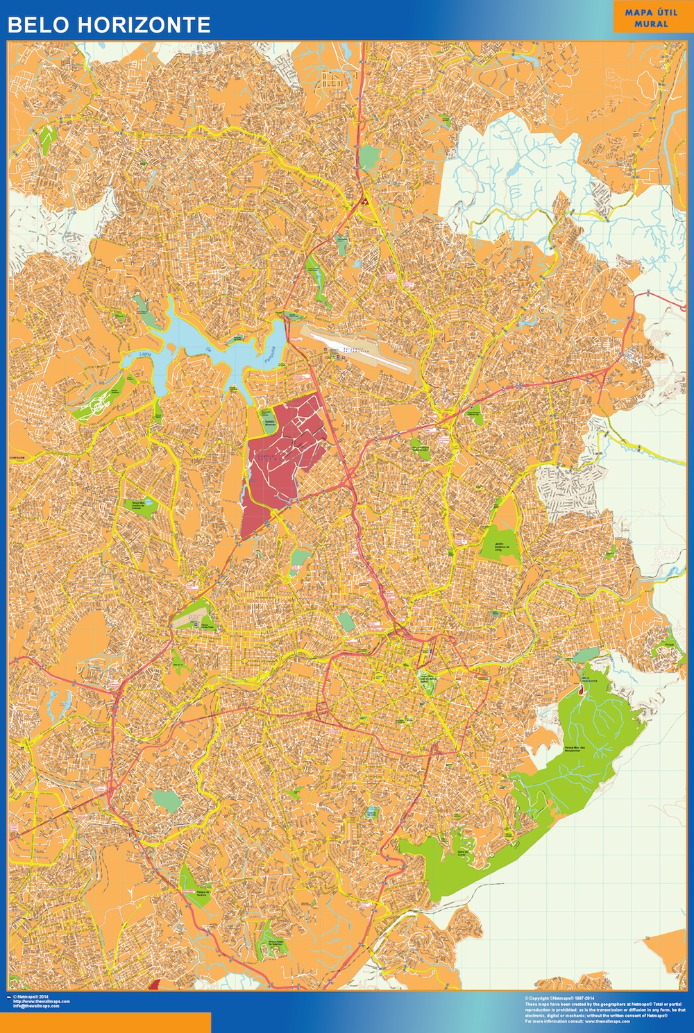 Mapa Belo Horizonte Brasil gigante. Mapas grandes para Chile y América