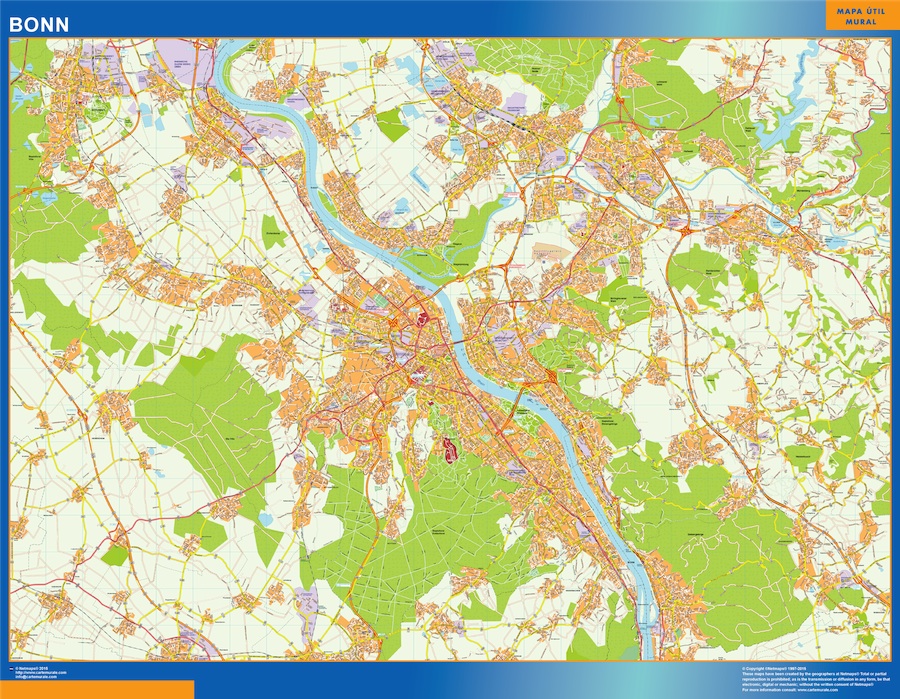 Mapa Bonn en Alemania gigante. Mapas grandes para Chile y América