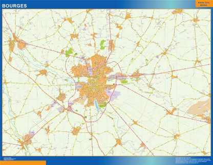Mapa Bourges en Francia gigante. Mapas grandes para Chile y América
