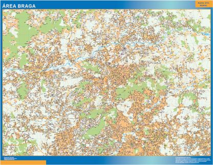 Mapa Braga área gigante. Mapas grandes para Chile y América