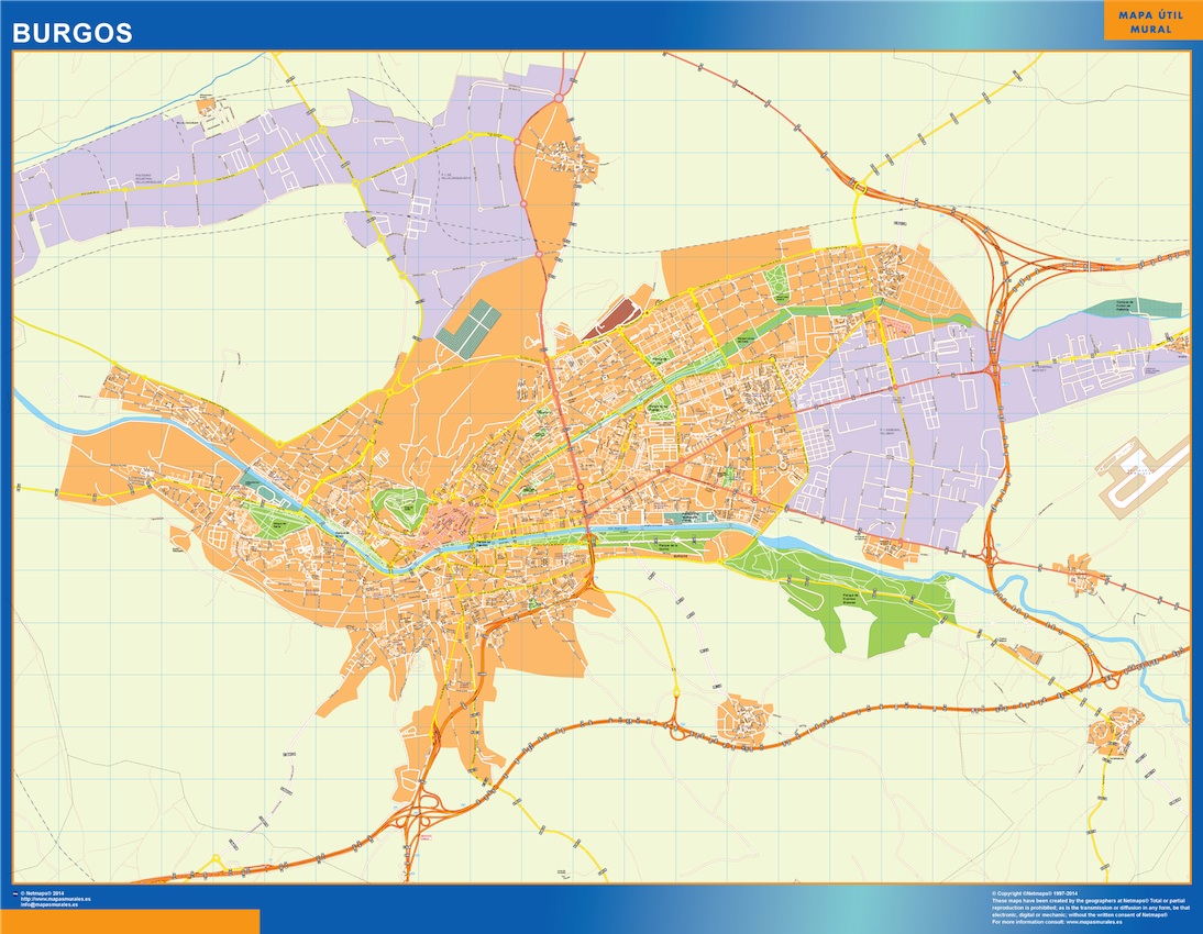 Mapa Burgos callejero gigante. Mapas grandes para Chile y América