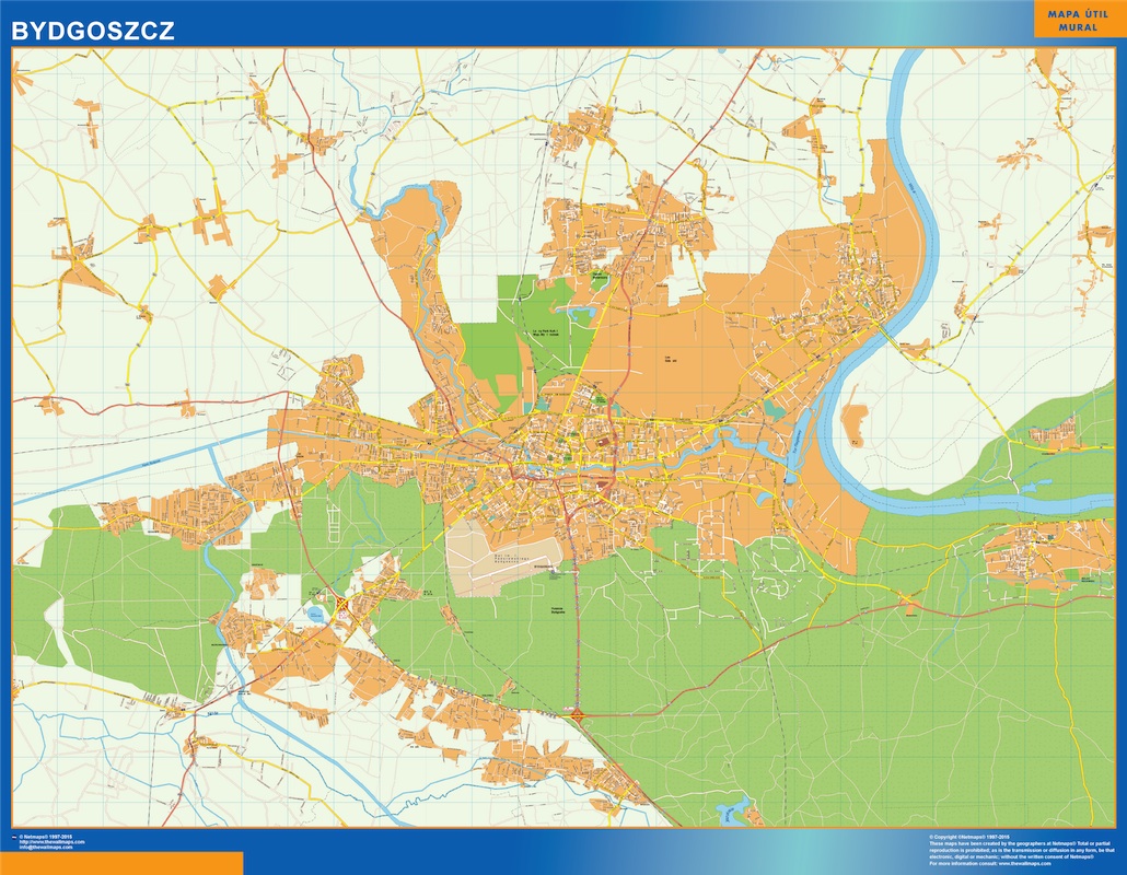 Mapa Bydgoszcz Polonia gigante. Mapas grandes para Chile y América