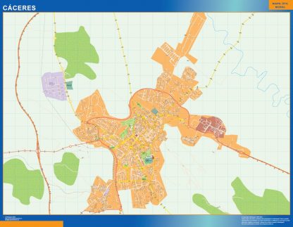 Mapa Caceres callejero gigante. Mapas grandes para Chile y América