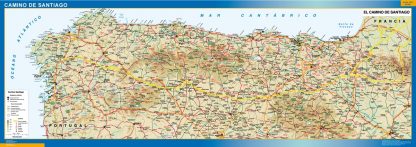 Mapa Camino Santiago gigante. Mapas grandes para Chile y América