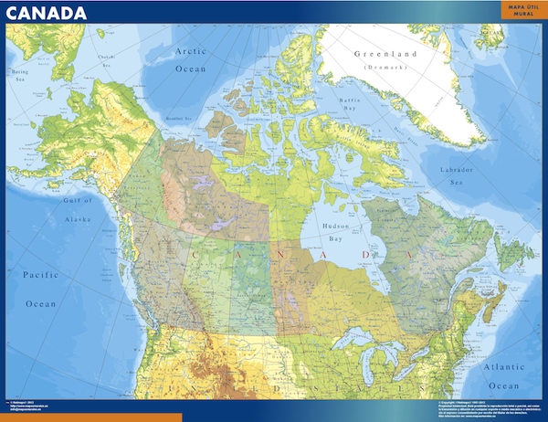 Mapa Canada gigante. Mapas grandes para Chile y América