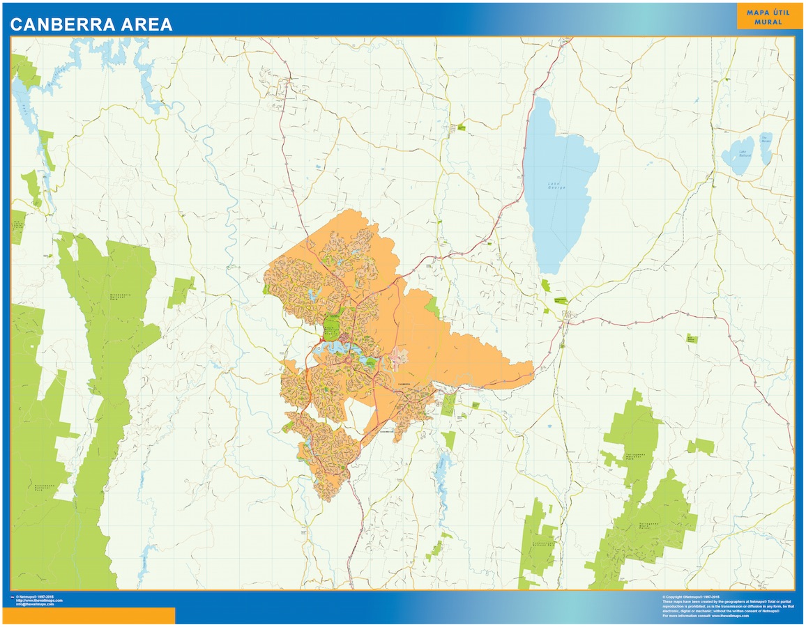 Mapa Canberra Area Australia gigante. Mapas grandes para Chile y América