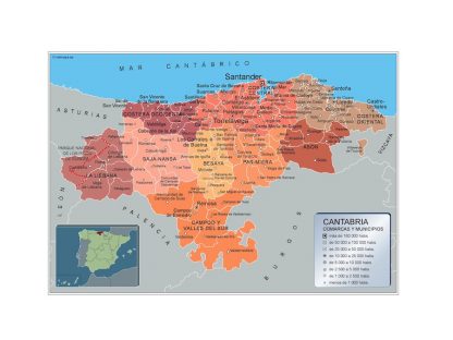 Mapa Cantabria por municipios gigante. Mapas grandes para Chile y América