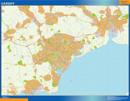 Mapa Cardiff gigante. Mapas grandes para Chile y América