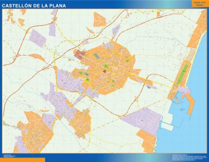 Mapa Castellon de la Plana callejero gigante. Mapas grandes para Chile y América