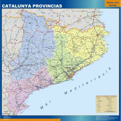 Mapa Cataluña provincias gigante. Mapas grandes para Chile y América