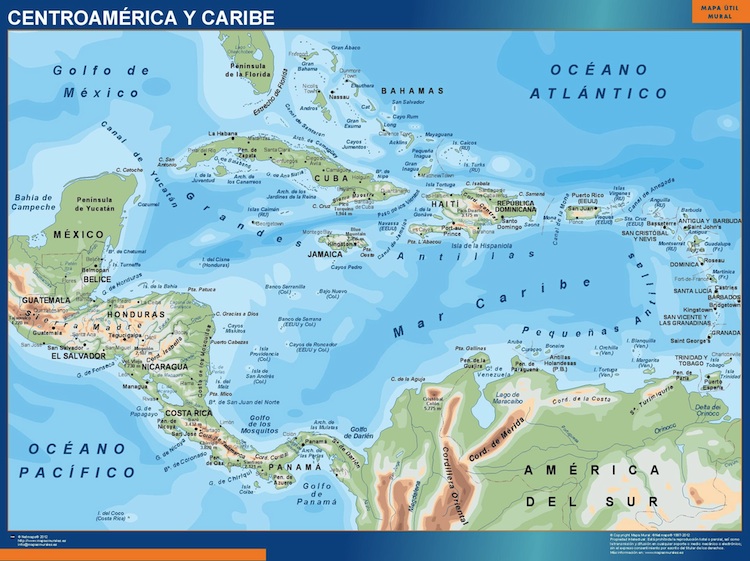 Mapa Centroamerica gigante. Mapas grandes para Chile y América