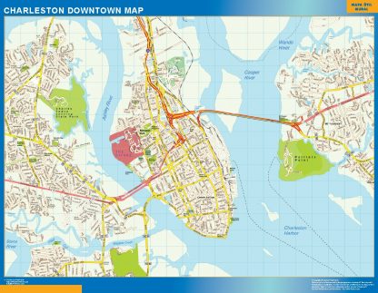 Mapa Charleston downtown gigante. Mapas grandes para Chile y América