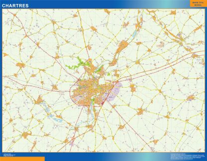 Mapa Chartres en Francia gigante. Mapas grandes para Chile y América