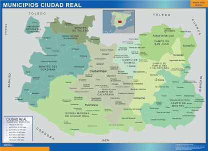 Mapa Ciudad Real por municipios gigante. Mapas grandes para Chile y América