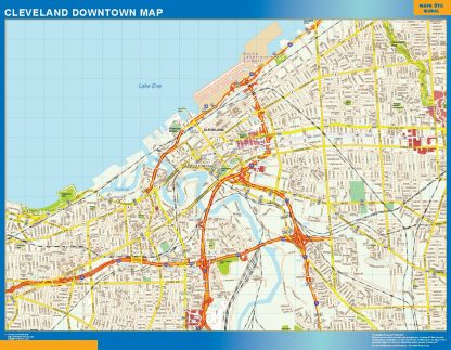 Mapa Cleveland downtown gigante. Mapas grandes para Chile y América