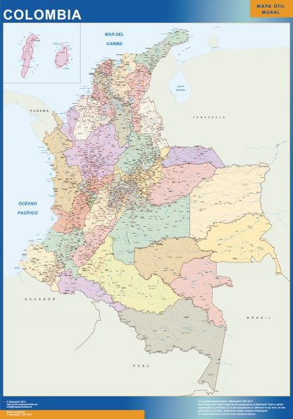 Mapa Colombia gigante. Mapas grandes para Chile y América