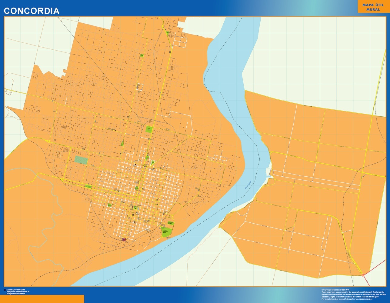 Mapa Concordia en Argentina gigante. Mapas grandes para Chile y América