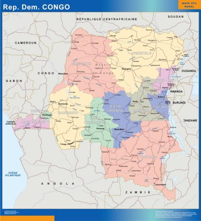 Mapa Congo gigante. Mapas grandes para Chile y América