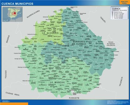 Mapa Cuenca por municipios gigante. Mapas grandes para Chile y América