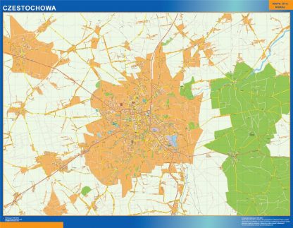 Mapa Czestochowa Polonia gigante. Mapas grandes para Chile y América