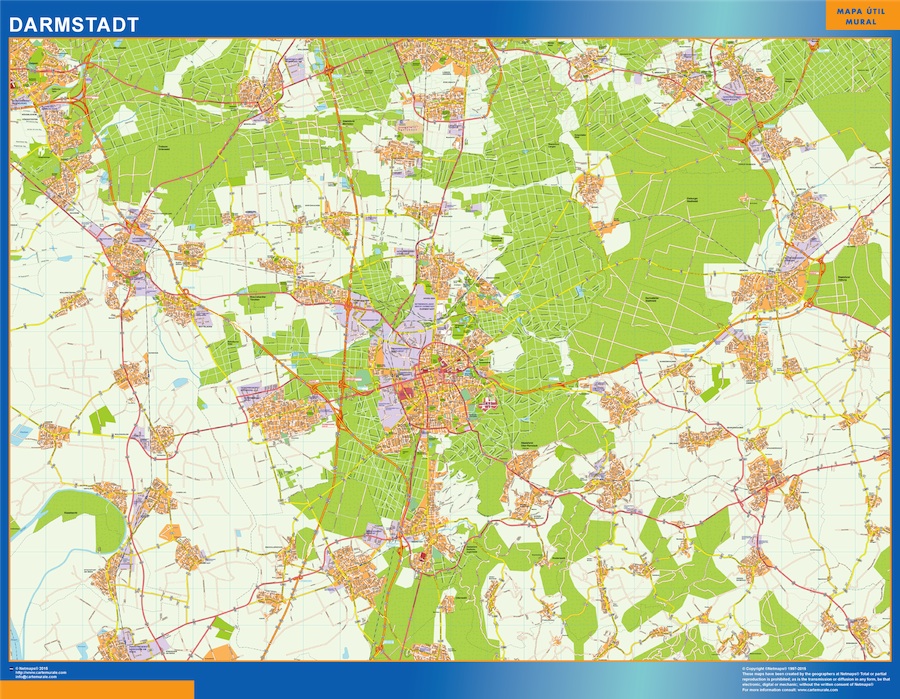 Mapa Darmstadt en Alemania gigante. Mapas grandes para Chile y América