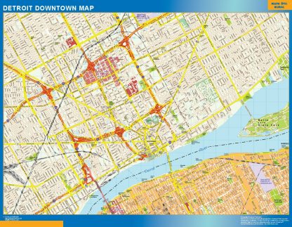 Mapa Detroit downtown gigante. Mapas grandes para Chile y América