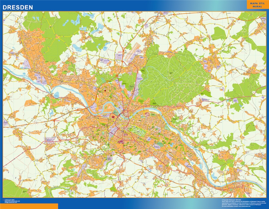 Mapa Dresden en Alemania gigante. Mapas grandes para Chile y América